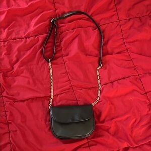 Black Crossbody Chain Shoulder Bag - Minimal Women's Bag